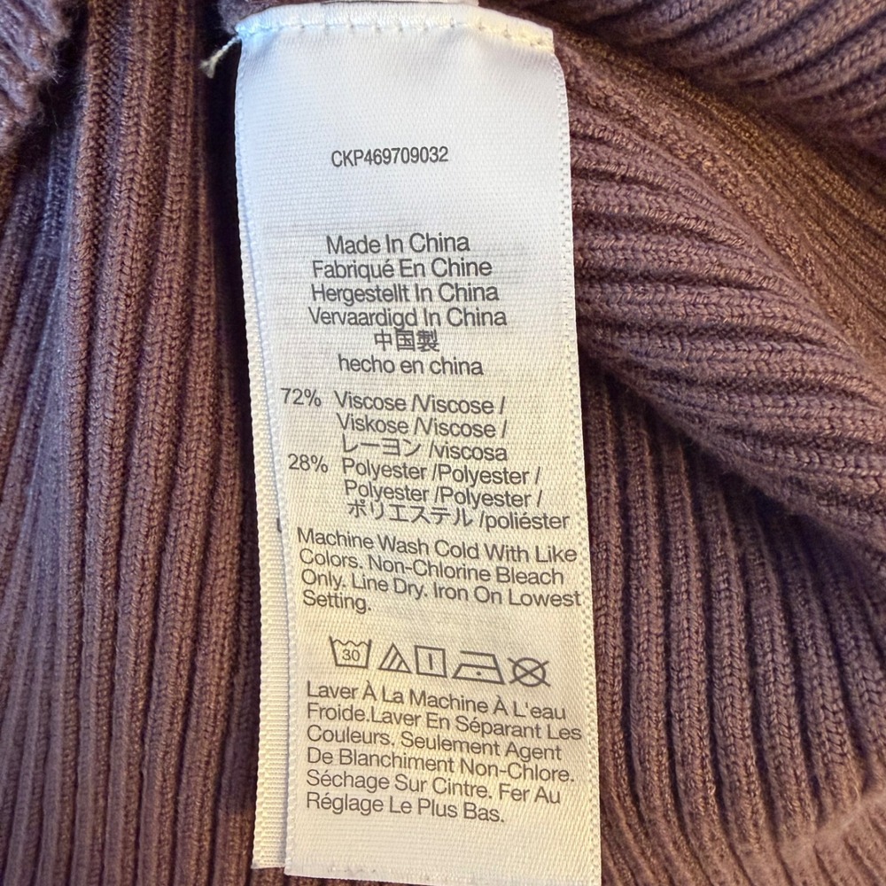 New Madewell Brown Ribbed Square Neck Short Sleeve Cropped T shirt Top Size S - Picture 5 of 6